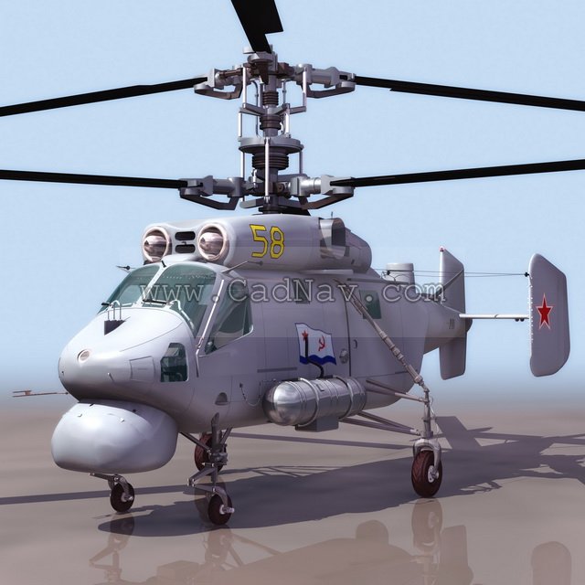 Ka25 anti submarine helicopter 3d rendering