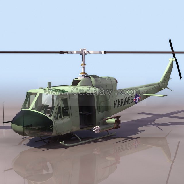 Bell UH-1 Huey utility helicopter 3d rendering
