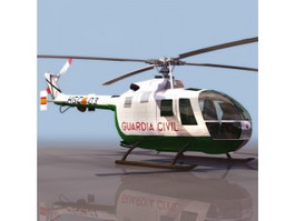 BO105 Multi-Role Light Helicopter 3d model preview