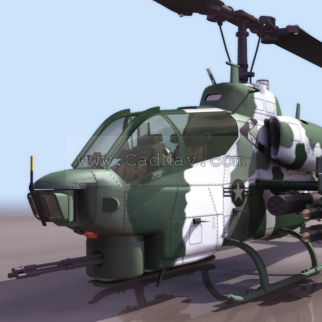 AH-1 Cobra attack helicopter 3d rendering