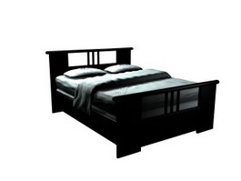 Quality Solid Wood Bed 3d model preview