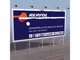 Motorway service area sign 3d model preview