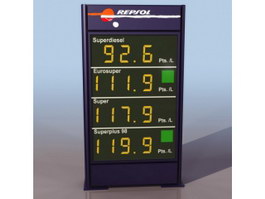Filling station price list 3d model preview
