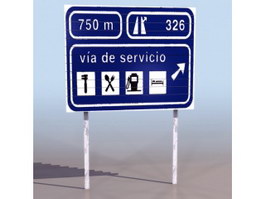 Highway Service sign 3d model preview