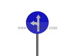 Diverging point signs 3d model preview