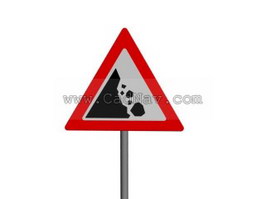 Falling Rocks traffic signs 3d model preview
