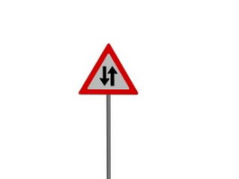 Two-Way Traffic sign 3d model preview