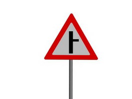 Right junction traffic signs 3d model preview