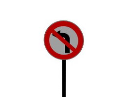 No left turn traffic signs 3d preview