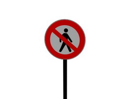 No Entry for Pedestrians traffic signs 3d model preview