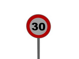 30kmh Speed limit traffic signs 3d preview
