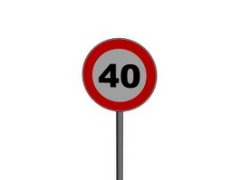 40kmh Speed limit traffic signs 3d model preview