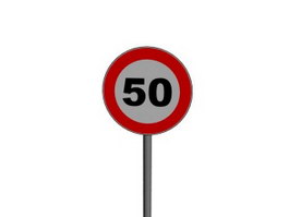 50kmh Speed limit traffic signs 3d model preview