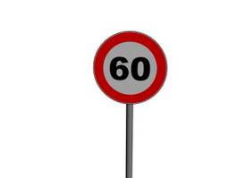 60kmh Speed limit traffic sign 3d model preview