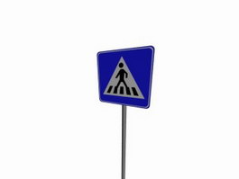 Pedestrian crossing traffic sign 3d model preview