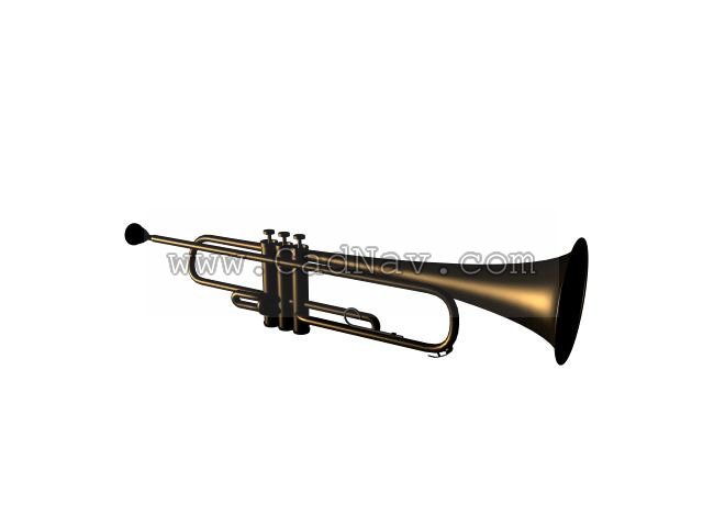 Jazz trumpet 3d rendering