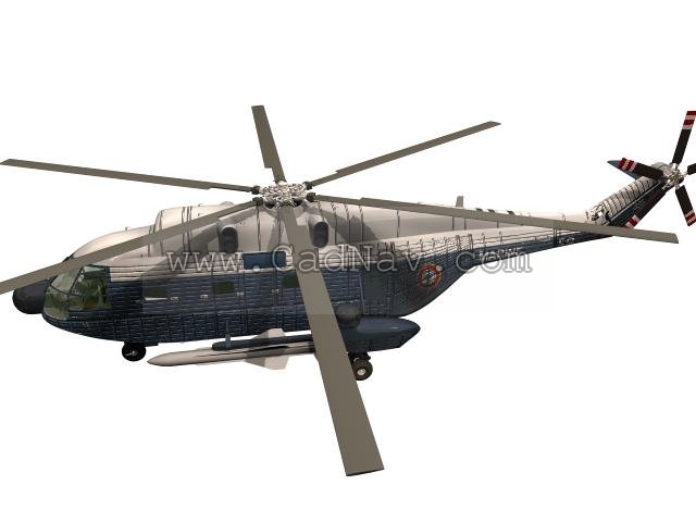 Super Frelon SA321 helicopter 3d rendering