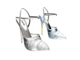 Women Fashion Crystal High Heel Shoes 3d preview