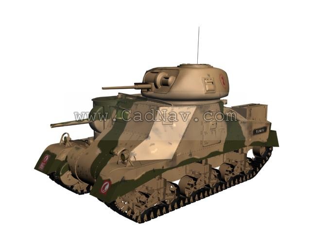 Medium Tank M3 Grant 3d rendering