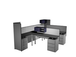Office workstation and partiton 3d model preview