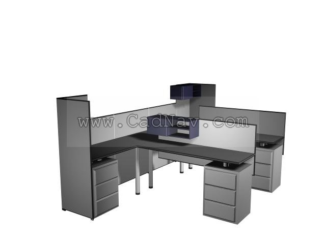 Office workstation and partiton 3d rendering