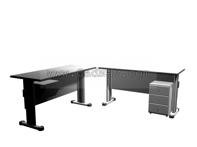 Steel Office desk 3d rendering