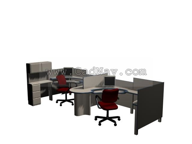 Office Partitions Computer Desks 3d rendering