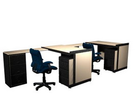2 people office workstation desk 3d model preview