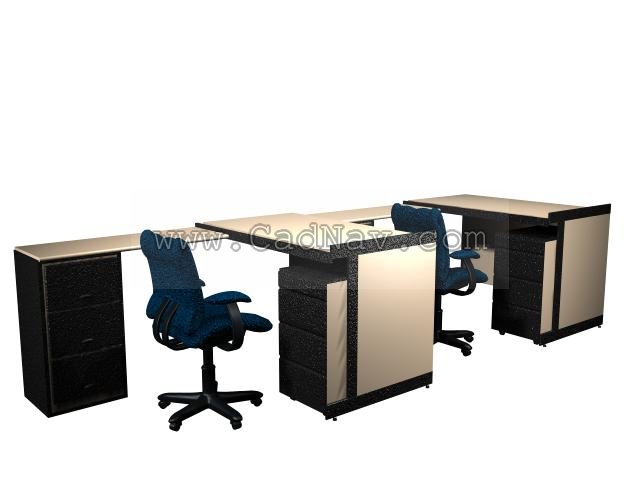 2 people office workstation desk 3d rendering