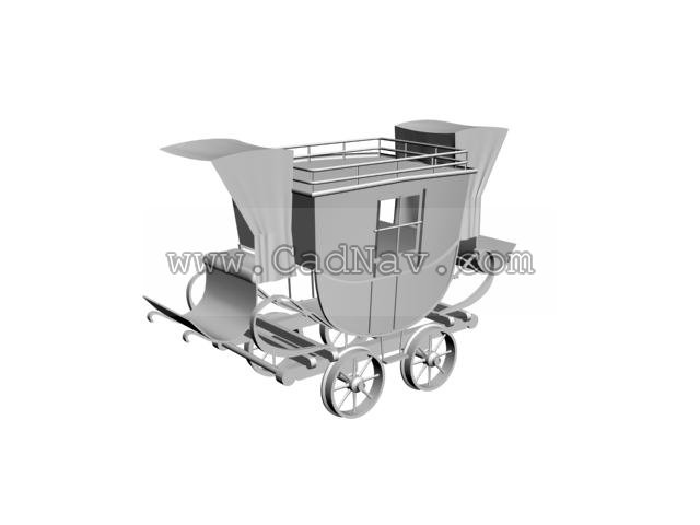 Horse Rail Wagon 3d rendering