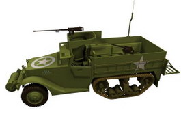 USA M3 armored half-tracks 3d model preview