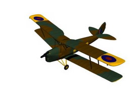 DH 82 Tiger Moth trainer 3d model preview