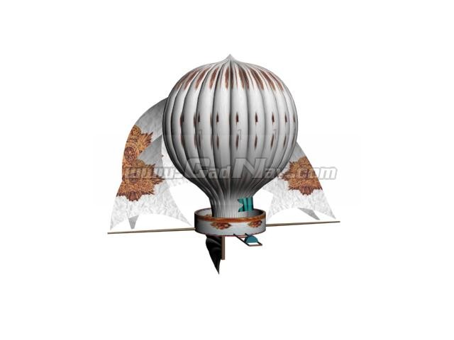 Montgolfier brothers balloon 3d rendering