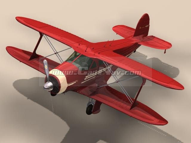 Beechcraft Model 17 Staggerwing Utility aircraft 3d rendering