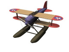 Hydro-biplane 3d model preview