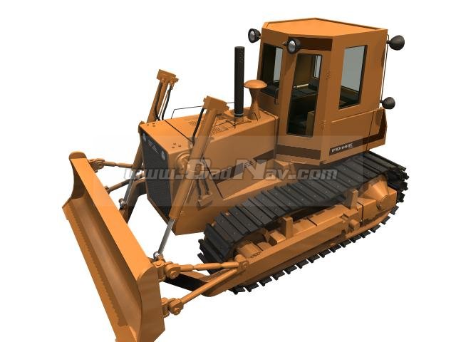 Hydraulic bulldozer 3d rendering