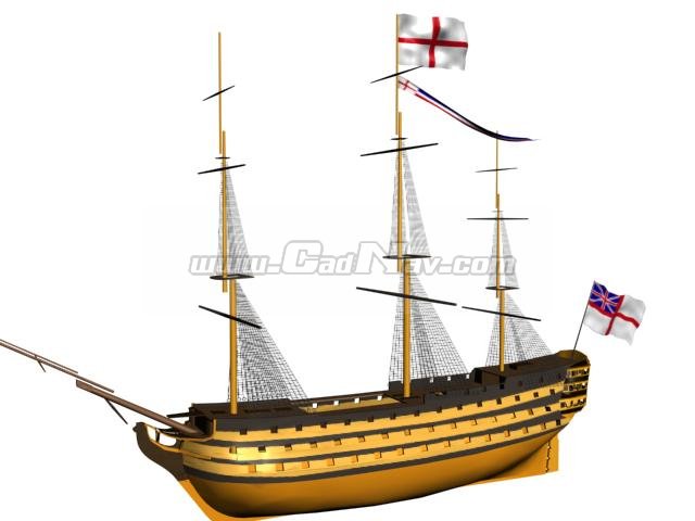 Royal Navy HMS Victory 3d rendering