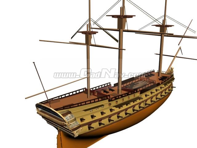 French ship Superbe 3d rendering