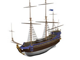 British Royal Navy HMS Siren 3d model preview