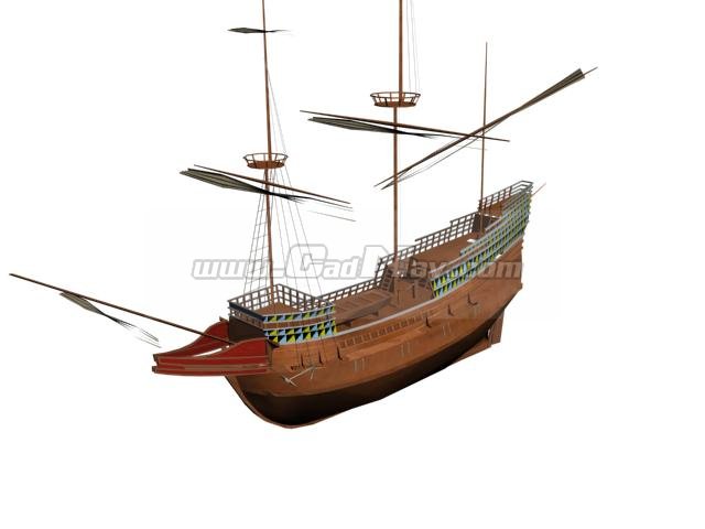 Mayflower Dutch  cargo fluyt 3d  model  3Ds Max 3ds files 