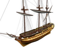 French ship Glorieux third rate ship 3d model preview