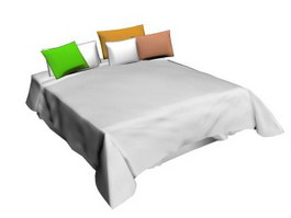 Comfy bed and pillows 3d model preview