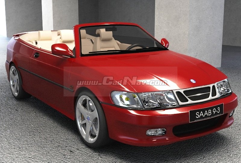 Saab convertible 3d rendering