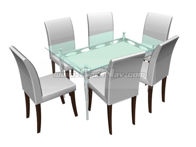 Glass Dining Table and Dining Chairs 3d rendering