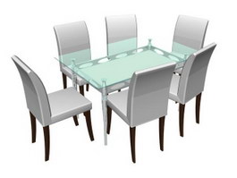 Glass Dining Table and Dining Chairs 3d model preview