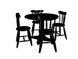Dining table and chairs 3d model preview