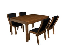 Restaurant table and chairs 3d preview