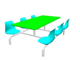 School Dining Table Set 3d preview