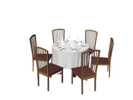 Restaurant dining table and chair set 3d preview