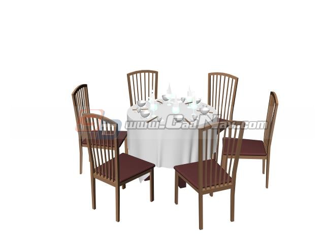 Restaurant dining table and chair set 3d rendering